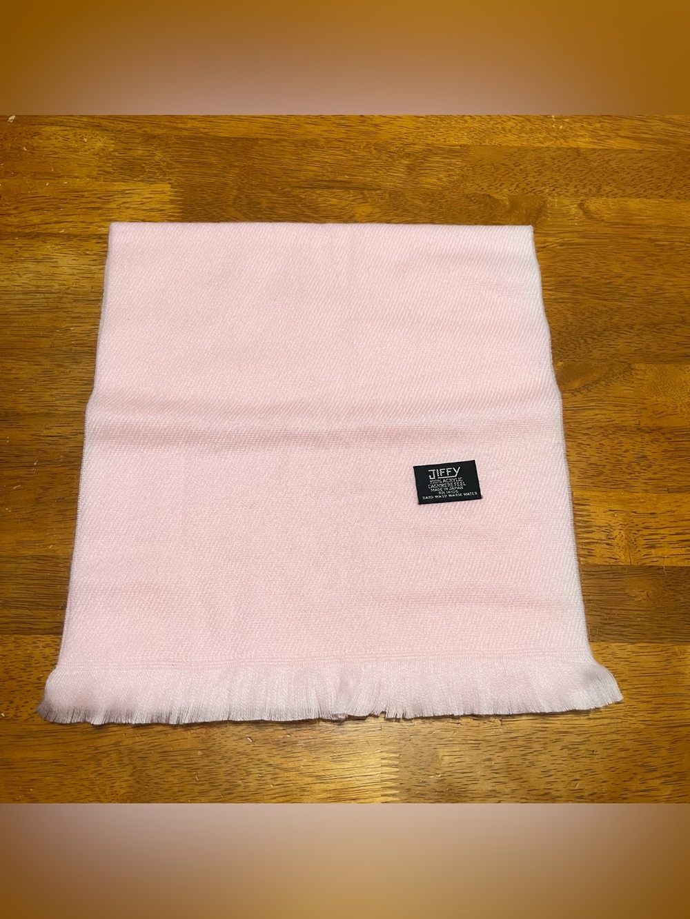 Vintage Jiffy Pink Winter Scarf 100% Acrylic Cashmere Feel Made in Japan Fringe